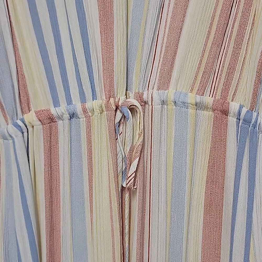 Hem & Thread Pastel Multi-Stripe V-Neck Maxi Dress